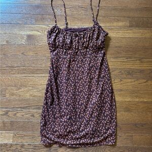 Aeropostale Maroon and Orange Floral Tie Mini Dress